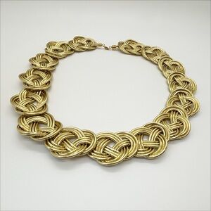 SOLD 14k yellow gold mesh over silicone elegant knotted necklace 33 grams